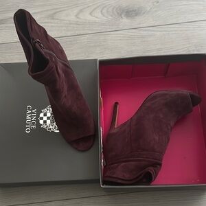 Vince Camuto Burgundy Peep Toe Booties